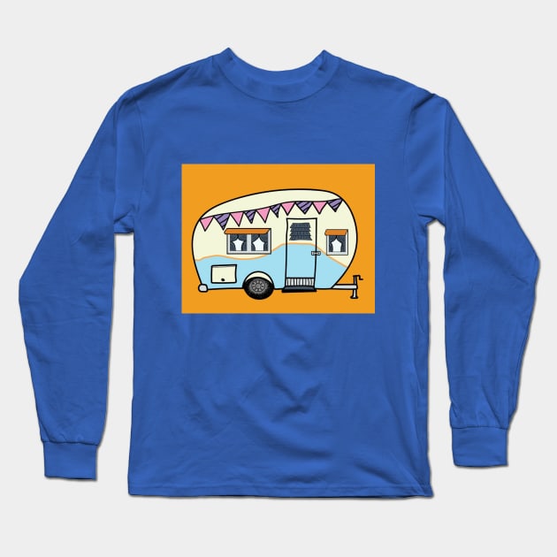 Hit The Road Vintage Camper Canned Ham Long Sleeve T-Shirt by MisterBigfoot